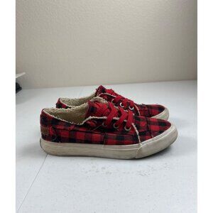 Blowfish Malibu Women's Plaid Sneakers 100% Cotton Red & Black  Size 7.5